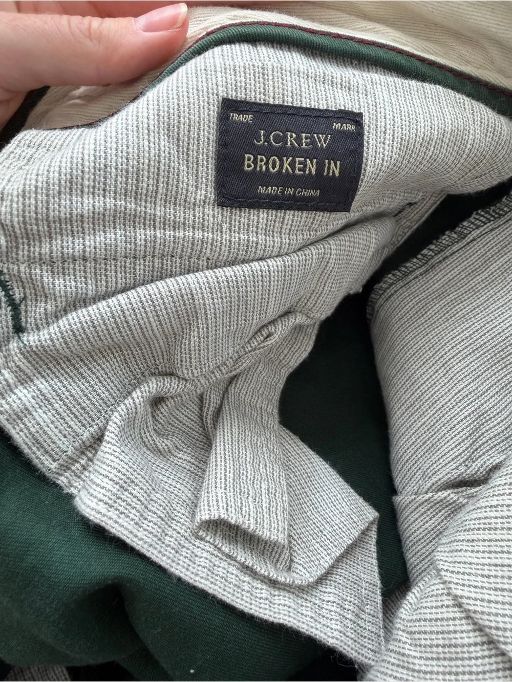 J.Crew Broken-In Chino Pants Urban Slim Green Men’s 33x34